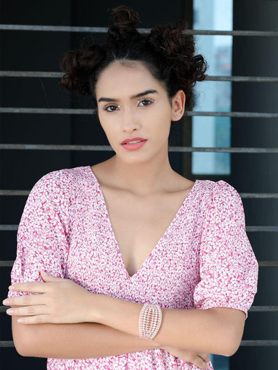 Women's Stunning Rose Gold Broad Embellished Bracele