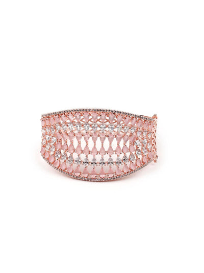 Women's Stunning Rose Gold Broad Embellished Bracele