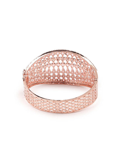 Women's Stunning Rose Gold Broad Embellished Bracele