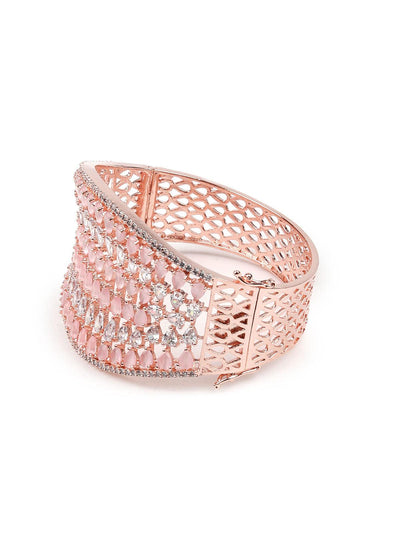Women's Stunning Rose Gold Broad Embellished Bracele