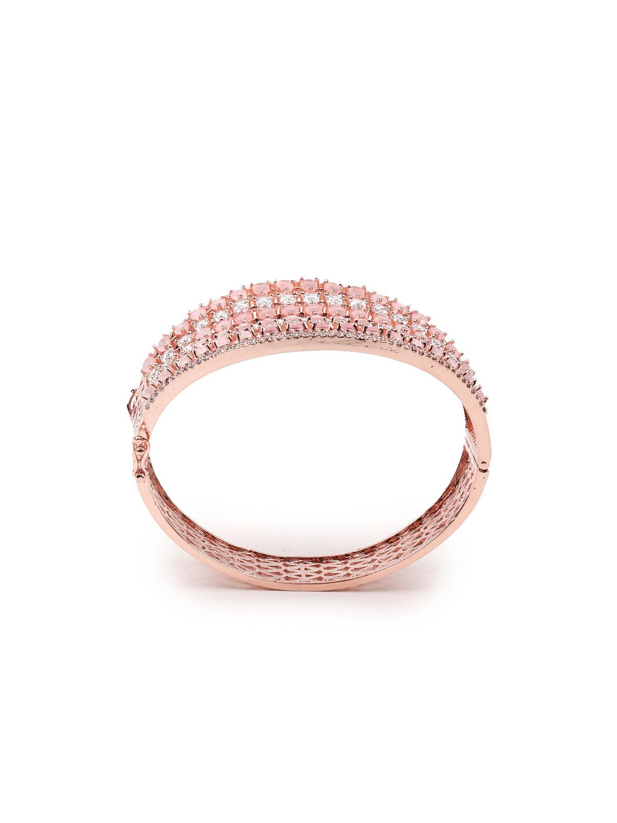 Women's Stunning Rose Gold Broad Embellished Bracele