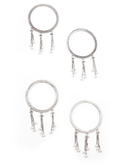 Women's Stunning Silver Ethnic Bangles With Latka