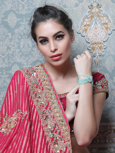 Women's Stylish Embellished Floral Pearl Bracelet