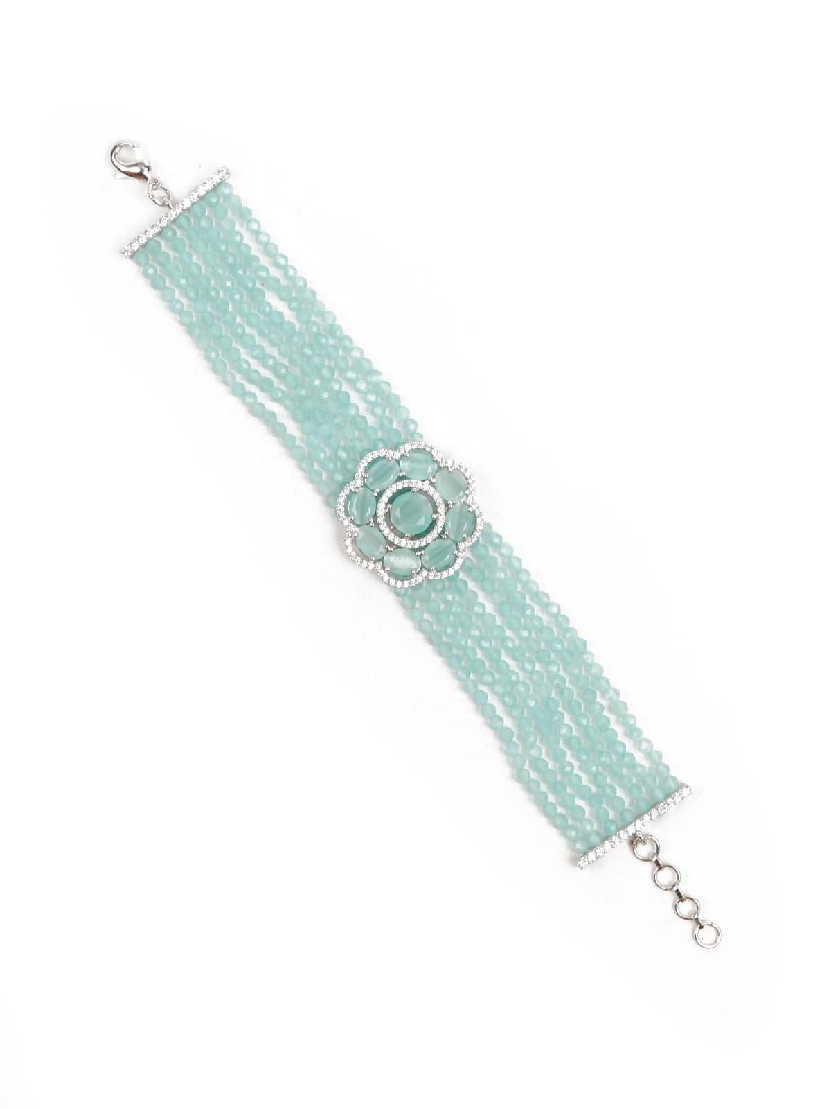 Women's Stylish Embellished Floral Pearl Bracelet