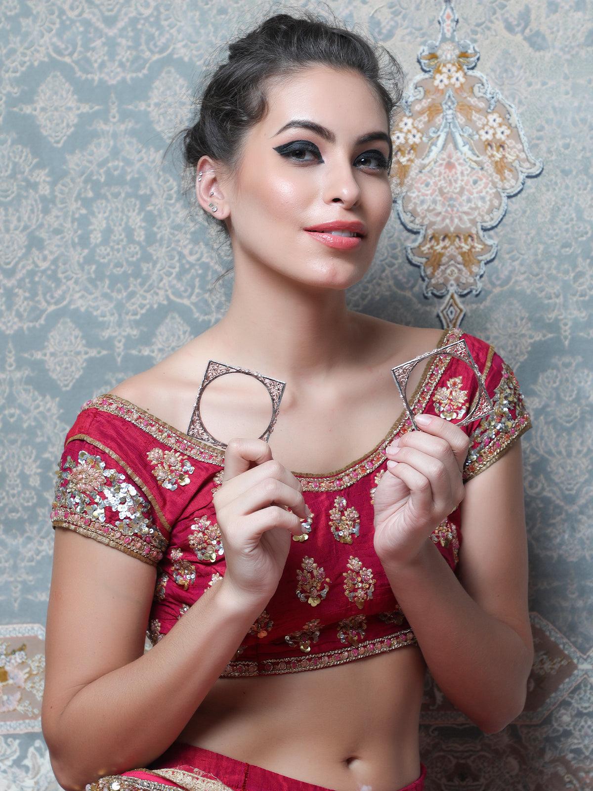 Women's Stylish Square Dual Tone Bracelet