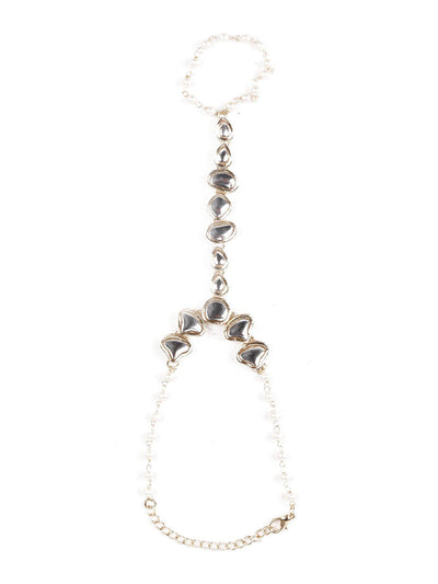 Women's Stylish White And Gold Hand Bracele