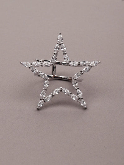 Women's Super Star-Shaped Silver-Tone Finger Ringã‚