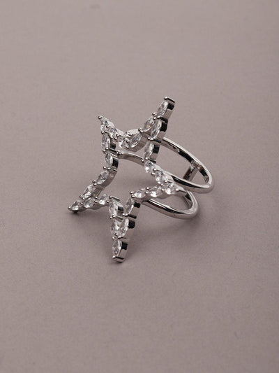 Women's Super Star-Shaped Silver-Tone Finger Ringã‚