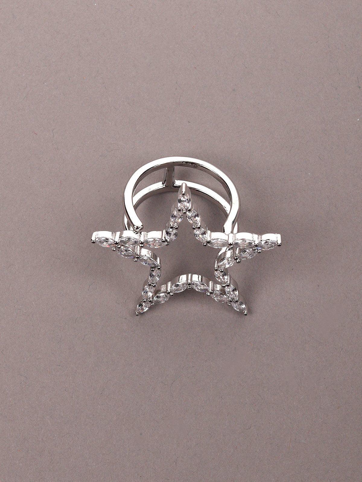 Women's Super Star-Shaped Silver-Tone Finger Ringã‚