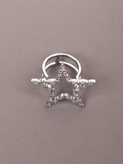 Women's Super Star-Shaped Silver-Tone Finger Ringã‚