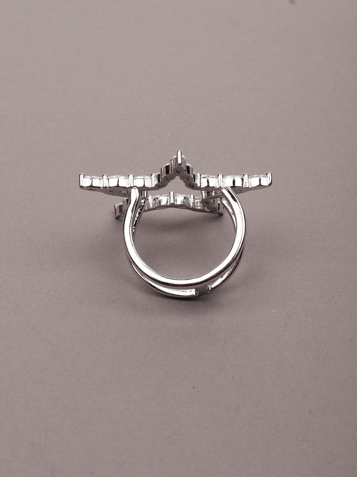 Women's Super Star-Shaped Silver-Tone Finger Ringã‚