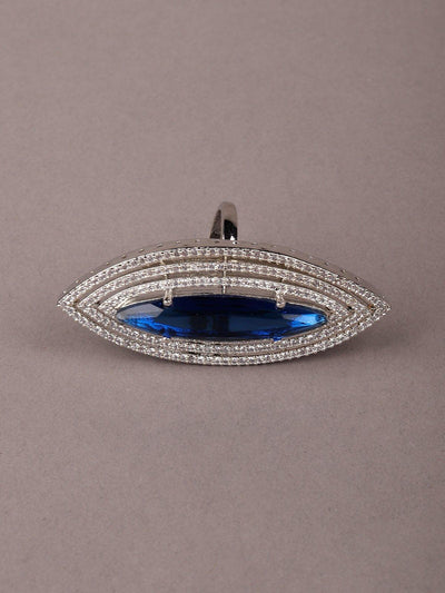 Women's Teardrop Blue And Silver Finger Rin