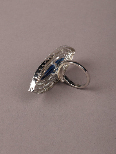 Women's Teardrop Blue And Silver Finger Rin