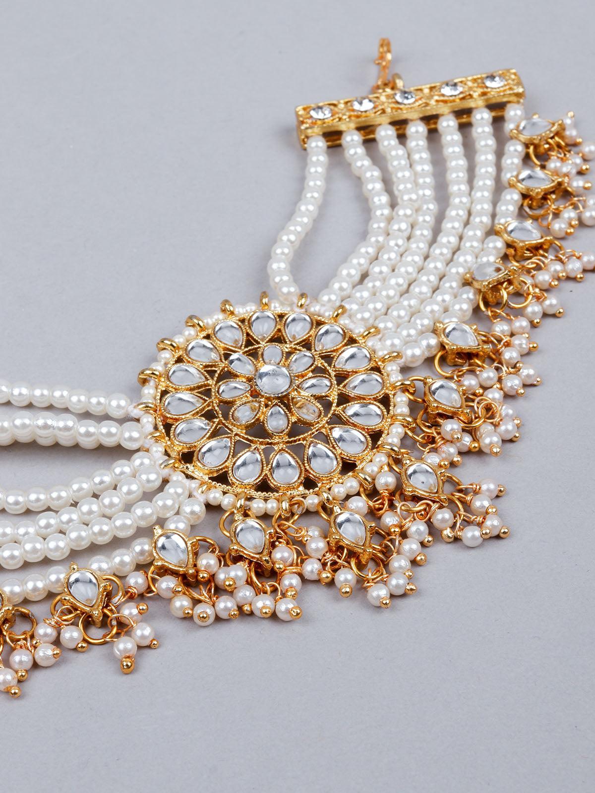 Women's Traditional White And Gold Bracele