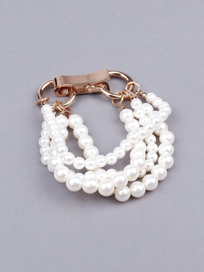 Women's White Multilayered Pearl Bracele