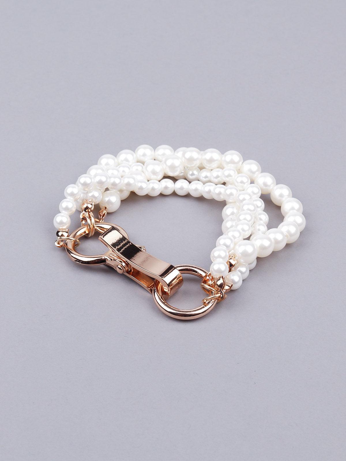 Women's White Multilayered Pearl Bracele