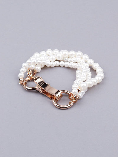 Women's White Multilayered Pearl Bracele