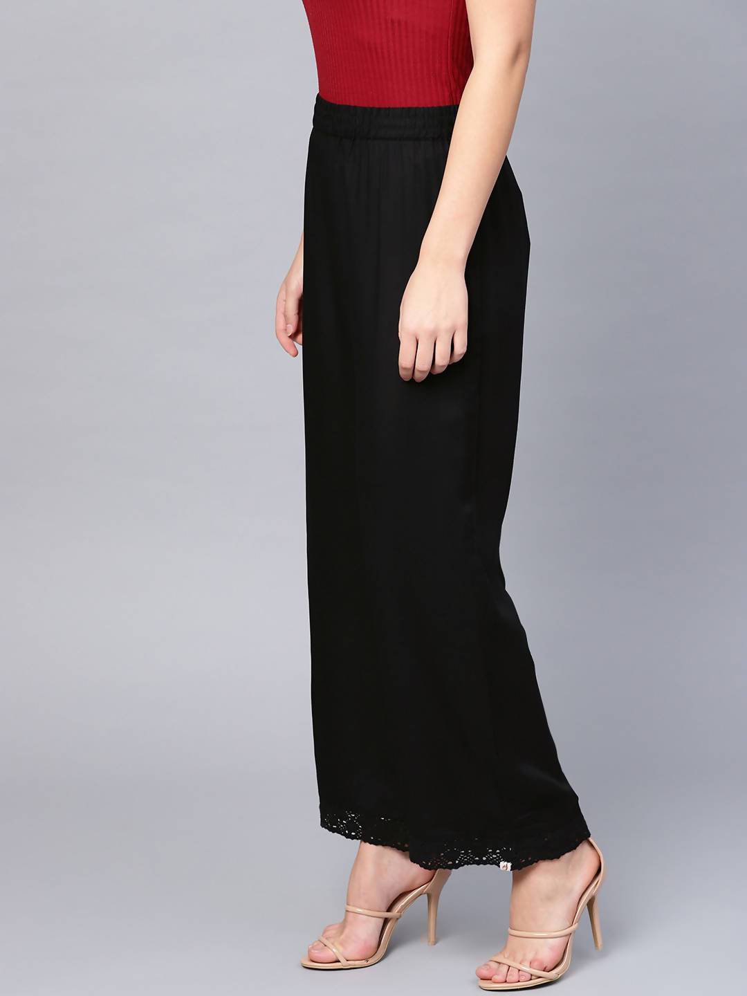Women's Rayon Embellished Wide-Leg Palazzo