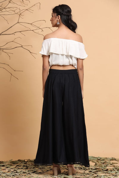 Women's Black Viscose Rayon Palazzo